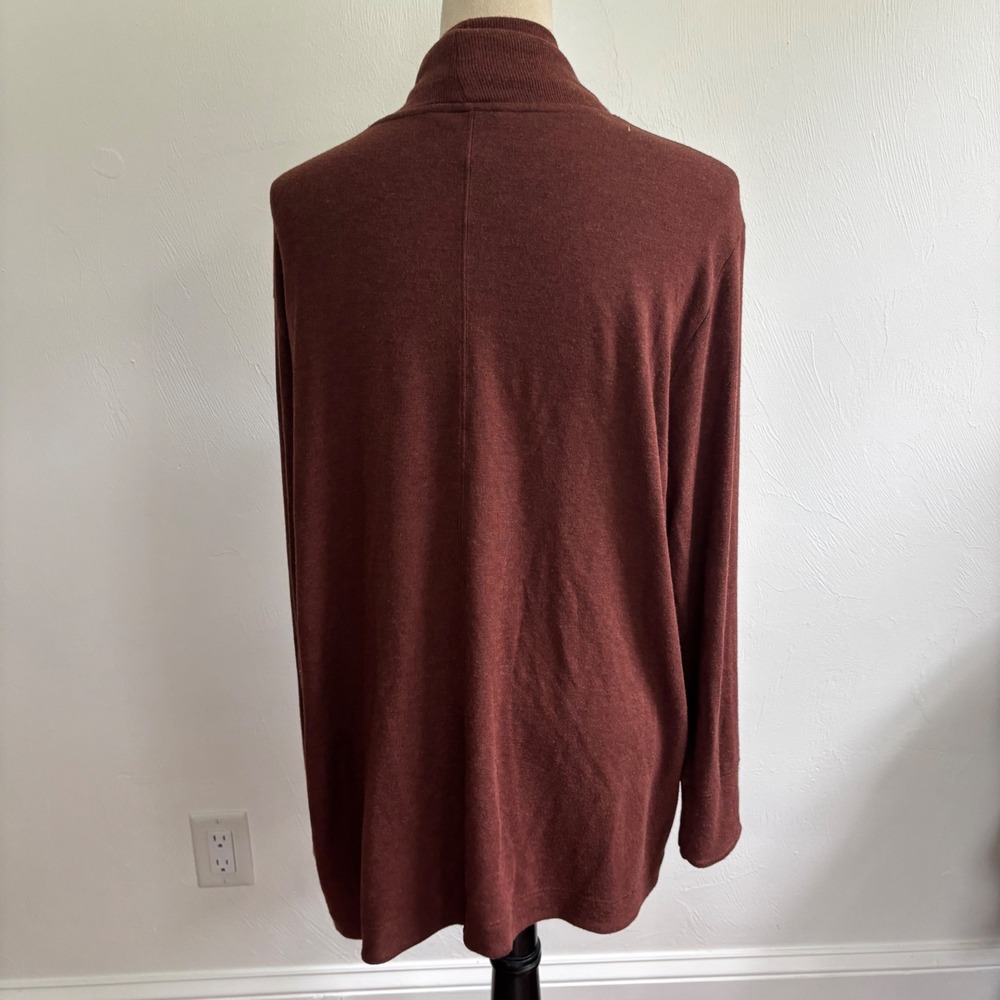 Athleta Women's Pranayama Restore Wrap Lounge Comfy Large Red Brown Open Front - Picture 7 of 11